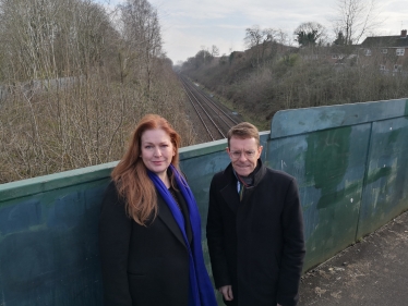 Jane and Andy Street at the railway line in Oxley