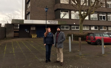 Jane with Jay Singh-Sohal outside Wednesfield Police Station