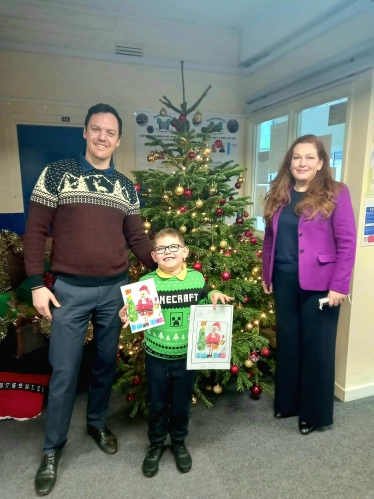 Jane with Vinnie and headteacher Mr Rogers